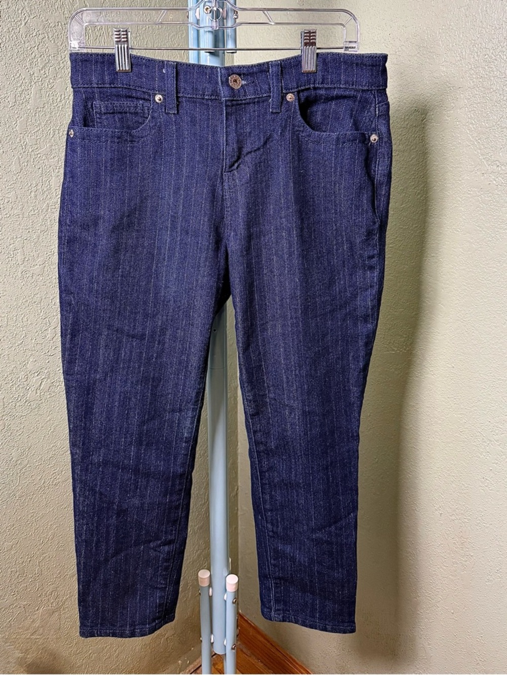 Guess Indigo Pinstripe Cropped Jeans